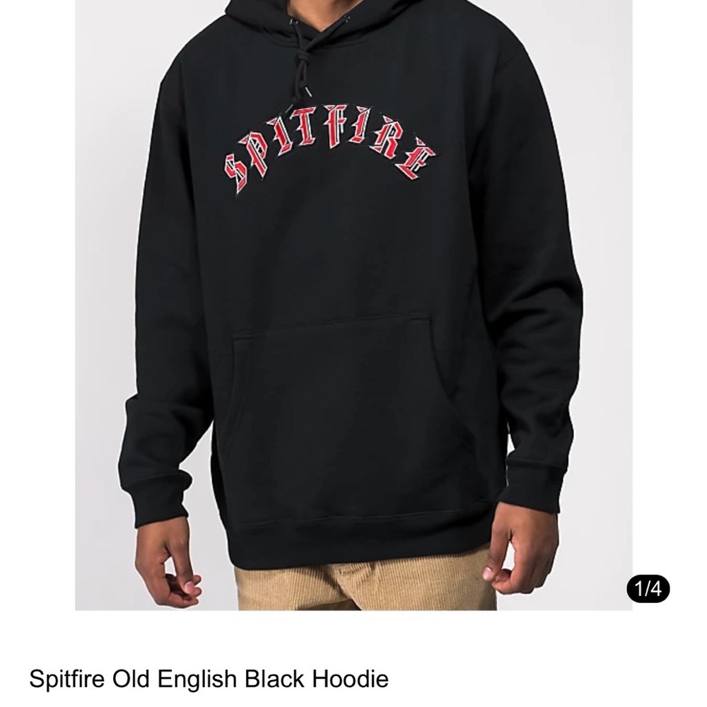 Spitfire Old English Black and Red Hoodie
